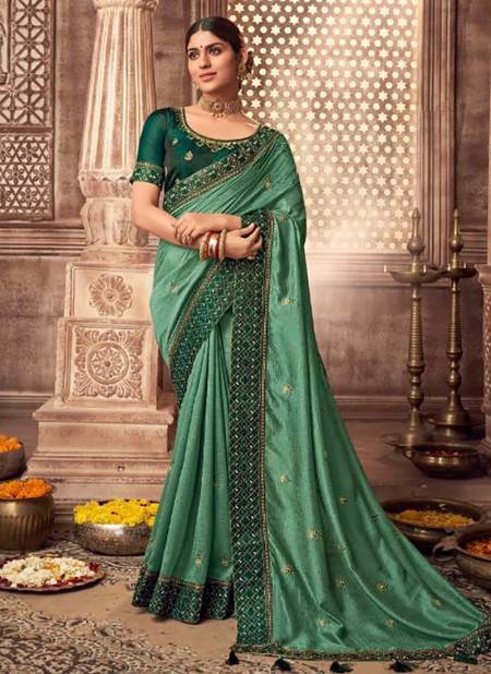 Green Colour Fancy Exclusive Wedding Wear Designer Heavy Saree Collection 2904